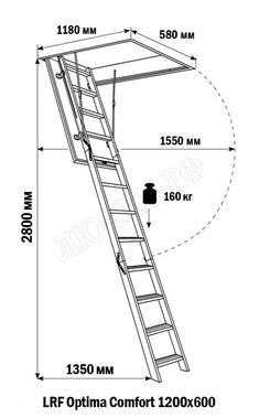 Чердачная лестница LRF Optima Komfort 600*1200*2800 Чердачная лестница LRF Optima Komfort 600*1200*2800