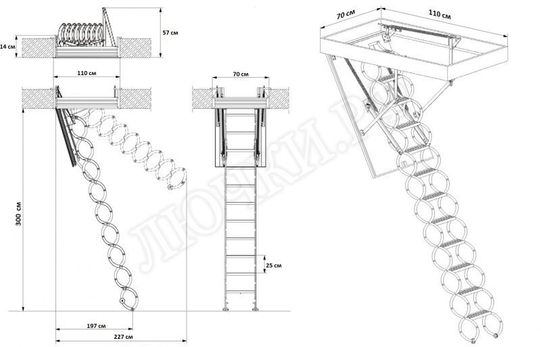 Чердачная лестница Oman Nozycowe Lux 700*1100*3000 Чердачная лестница Oman Nozycowe Lux 700*1100*3000