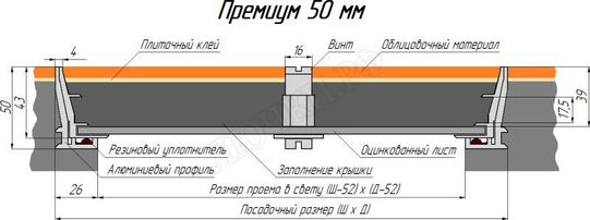 Напольный люк Премиум 50 мм 850*250 Напольный люк Премиум 50 мм 850*250